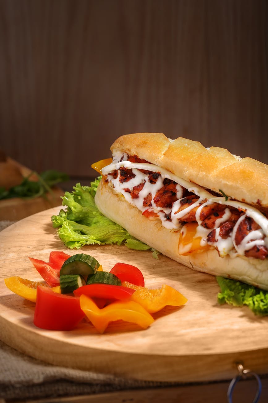 burger with sliced vegetables
