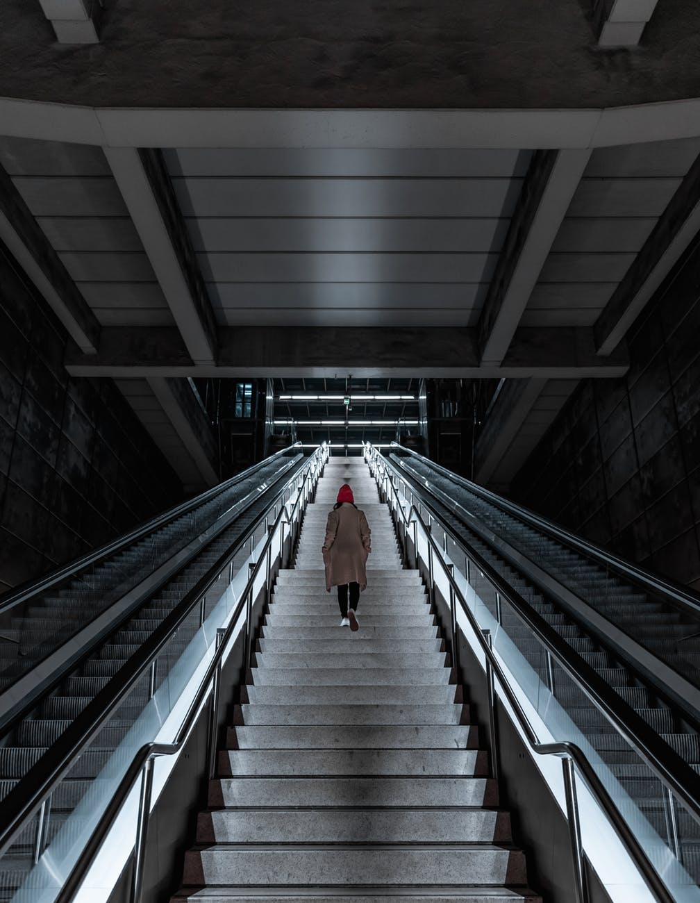 photo of person climbing stairs