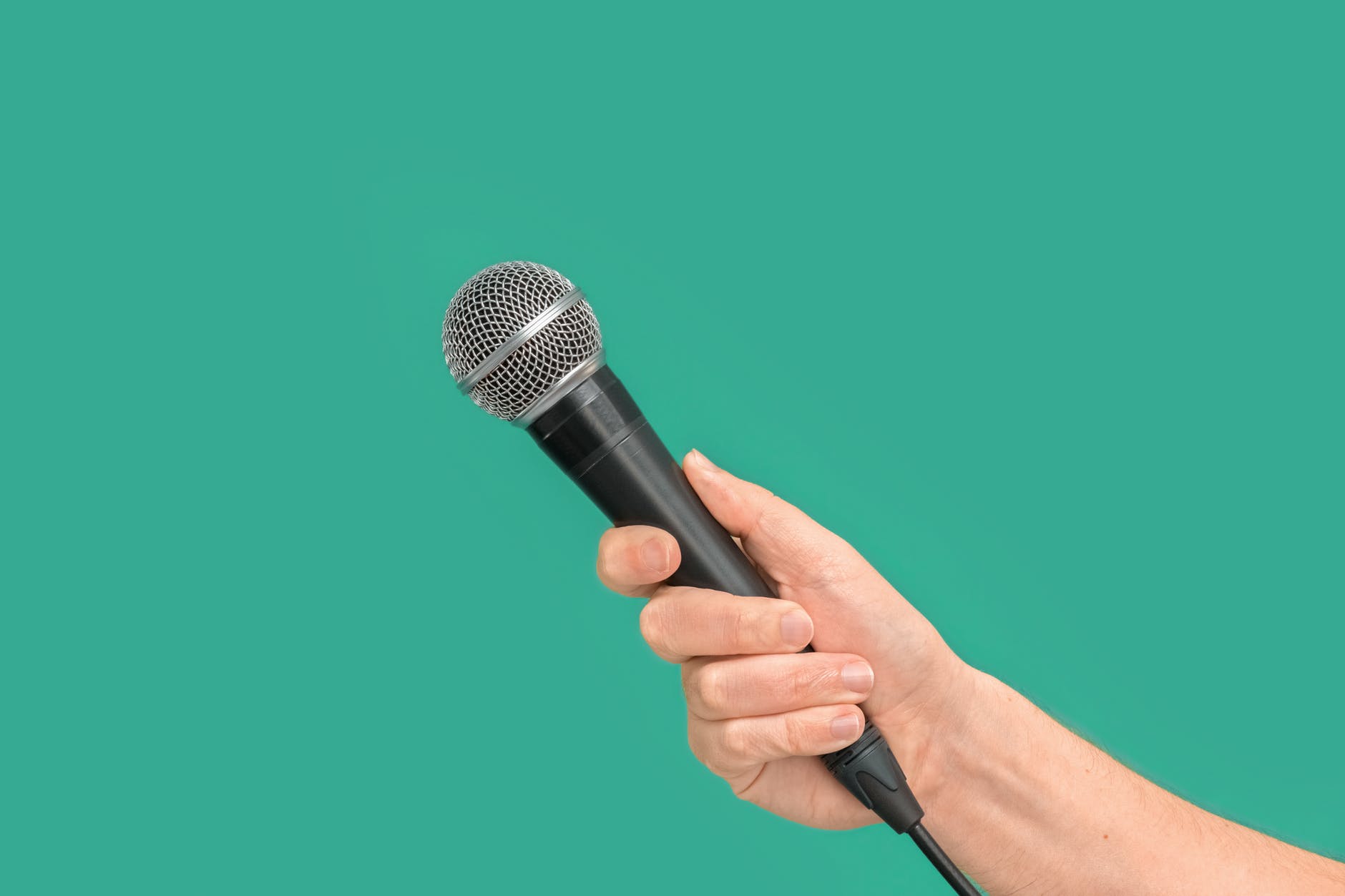 black corded microphone