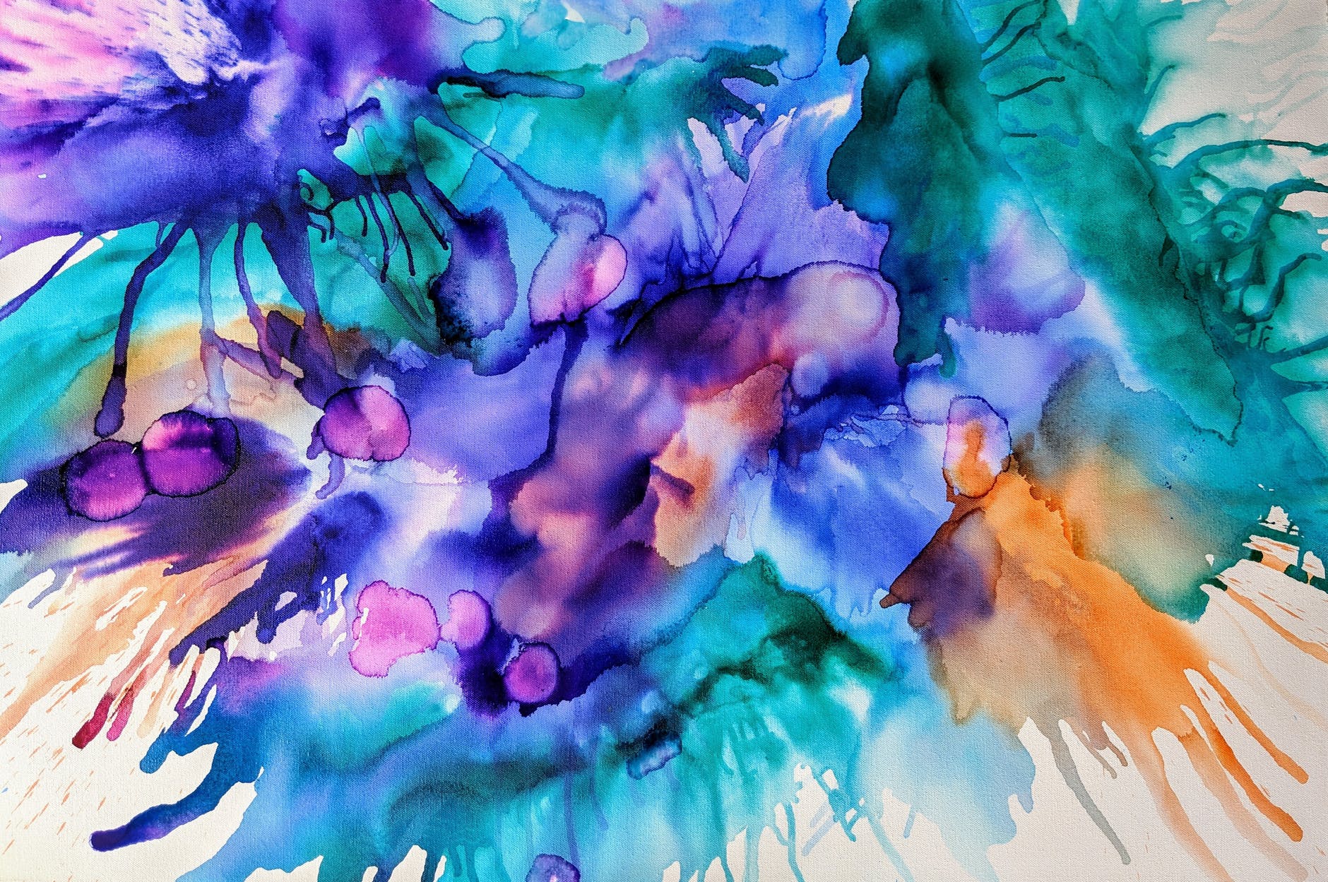purple and teal splash painting
